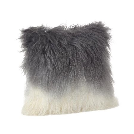 SARO LIFESTYLE SARO 3566.ST16S 16 in. Mongolian Lamb Fur Ombre Throw Pillow  Slate - Square 3566.ST16S